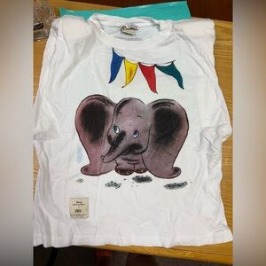Zara women’s S  White T-Shirt with Elephant and Colorful Accents